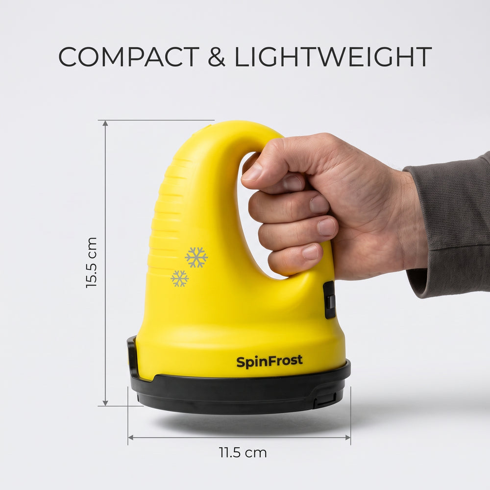 Compact FrostCar electric ice scraper held in one hand